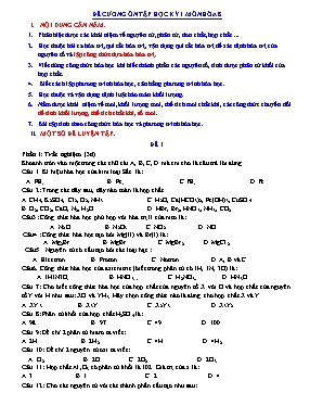 Đề cương ôn tập học kỳ 1 môn Hóa 8